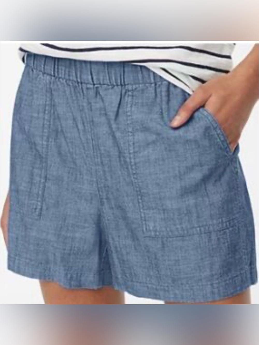 J. Crew Light Blue Chambray Elastic Waist Shorts